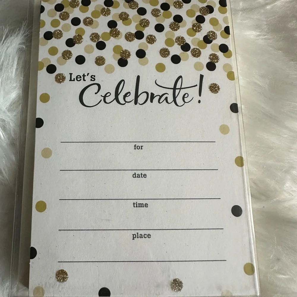 🩵5/$8 Gold and Black Celebration Invitation Cards